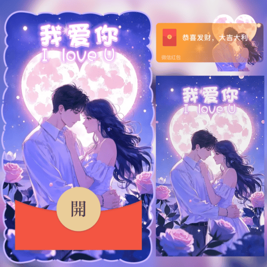 【红包封面】爱心月亮我爱你/情侣爱情动态/ln