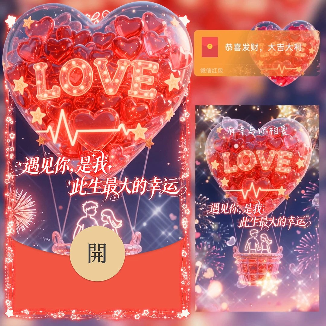 【红包封面】【情】/遇见你是我的幸运/情人节套图/LM