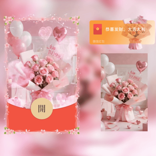 女神节快乐/粉色玫瑰花束/新版动态tt