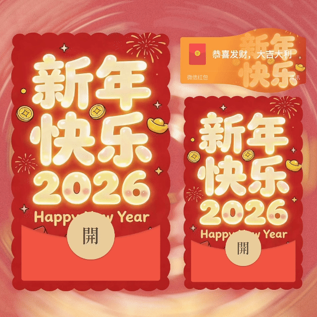 【红包封面】2026新年快乐烟花/新版动态+音乐/yhai