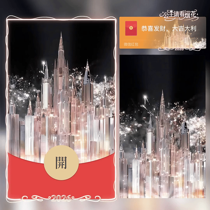 【红包封面】公主请看烟花粉色城堡/动态/yc