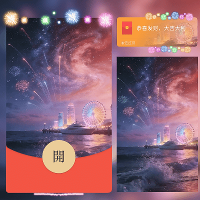 【红包封面】摩天轮游艇烟花/往后余生皆是你/ln