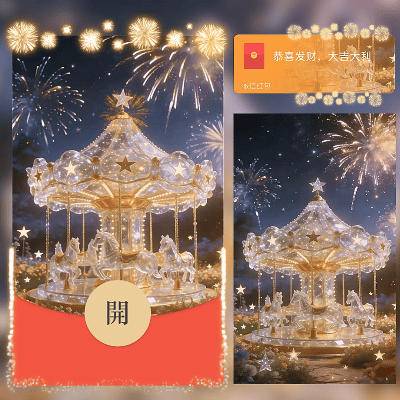 【红包封面】旋转木马爱情烟花/我爱你/ln