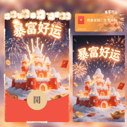 【红包封面】暴富好运烟花城堡/nn