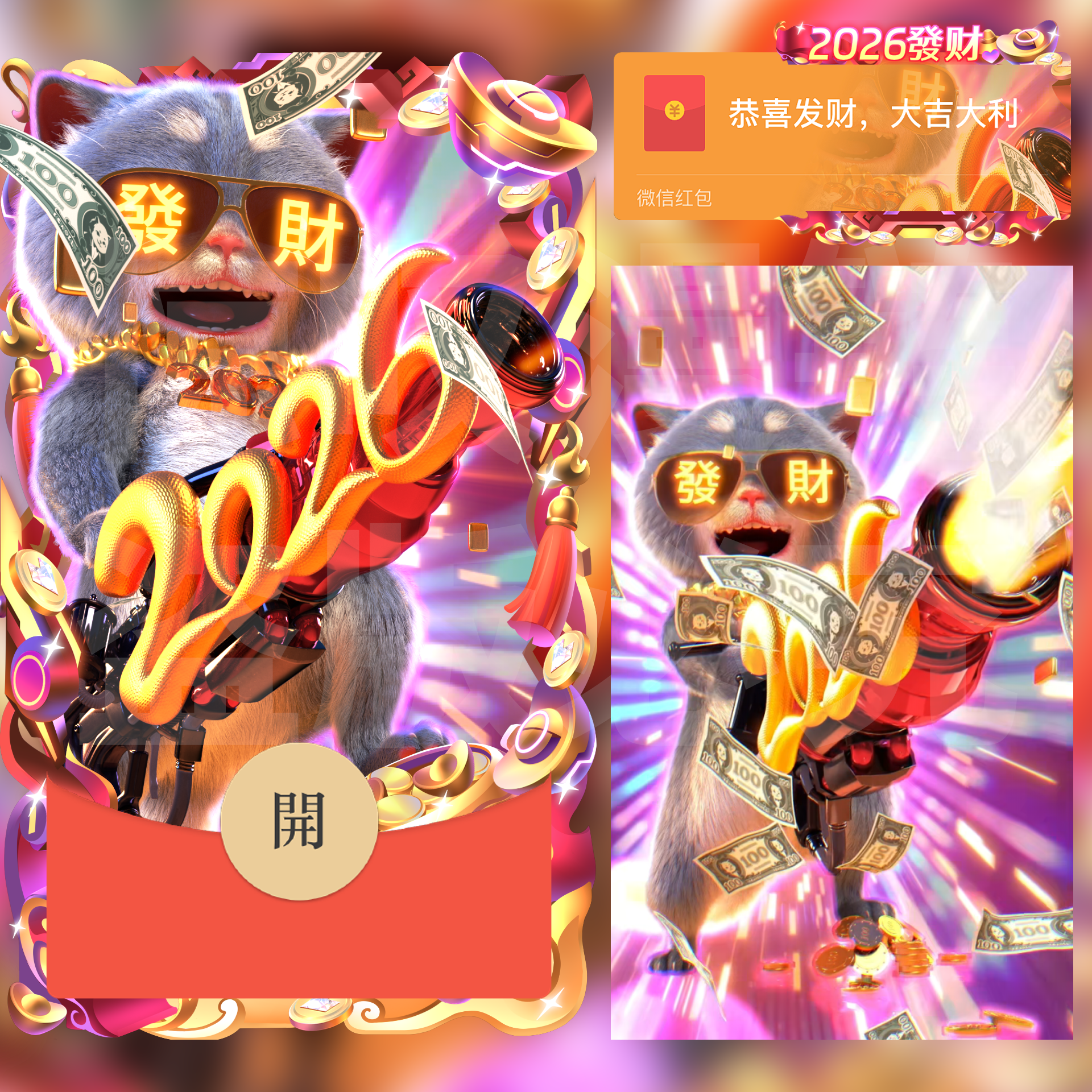 【红包封面】2026发财/斑布猫
