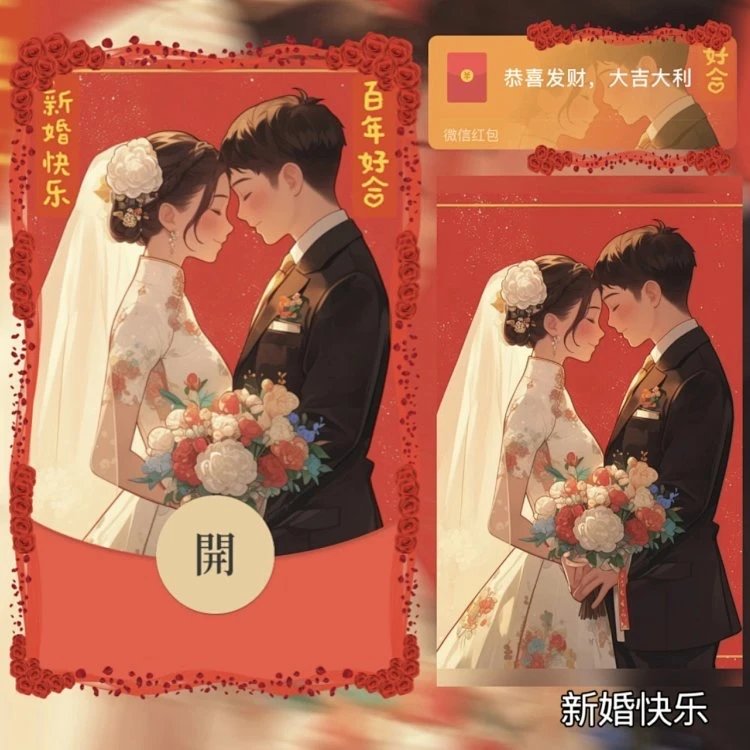 【红包封面】新婚快乐百年好合/bb