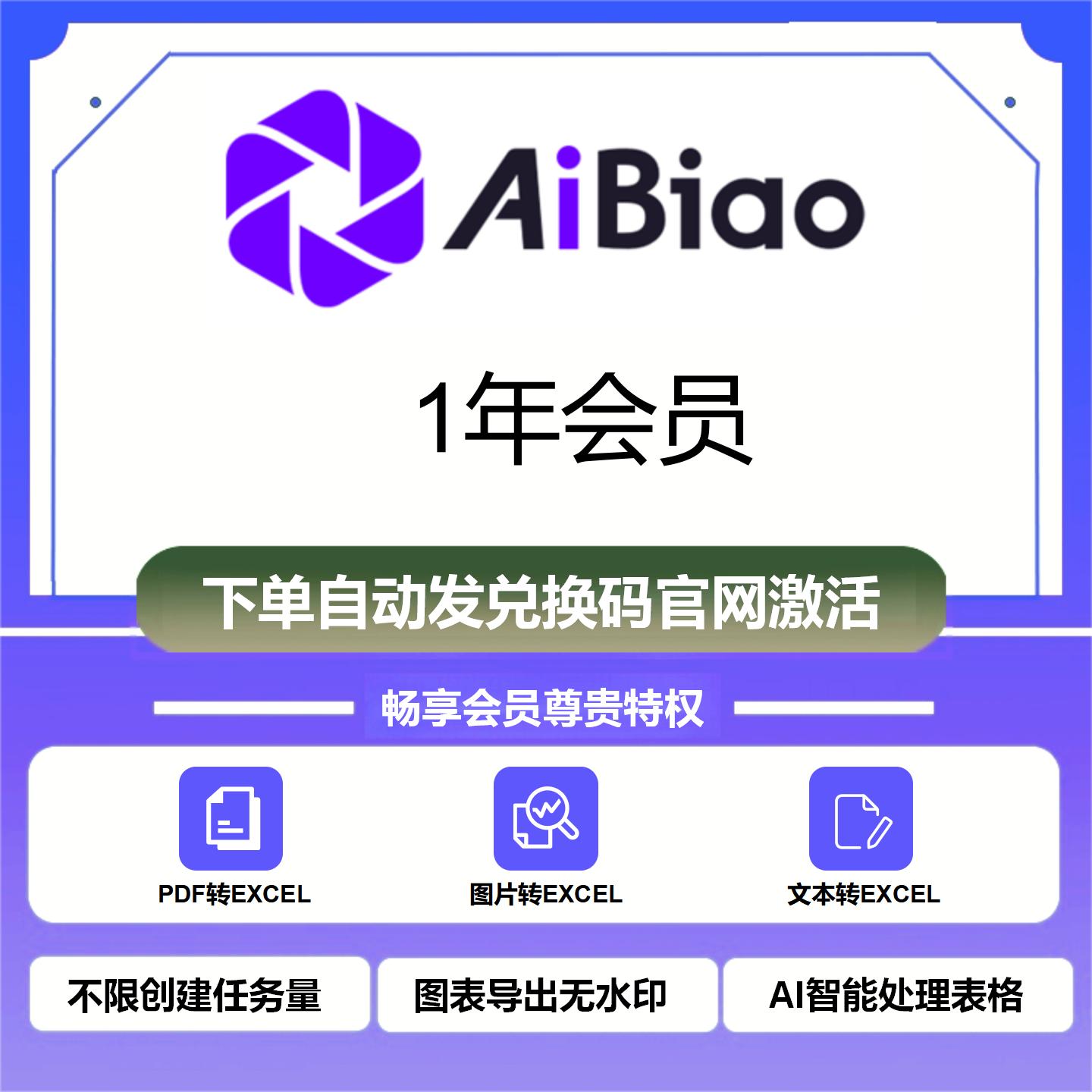 【官方卡密】AiBiao.CN数据生可视化图表会员『12个月』限价79.2元