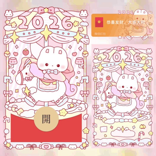 【红包封面】可爱兔兔旋转木马/2026/bao