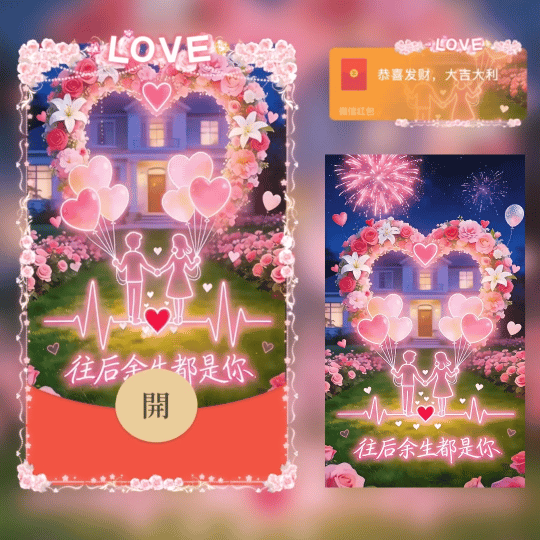 【红包封面】love往后余生都是你/浪漫气球祝福/情人节快乐tt