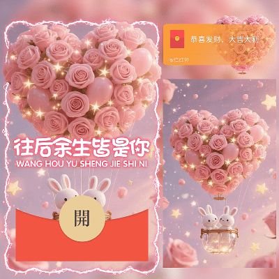 【红包封面】玫瑰爱心热气球/往后余生皆是你/ln