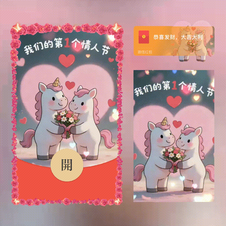 【红包封面】 我们的第一个情人节/情人节快乐/xn