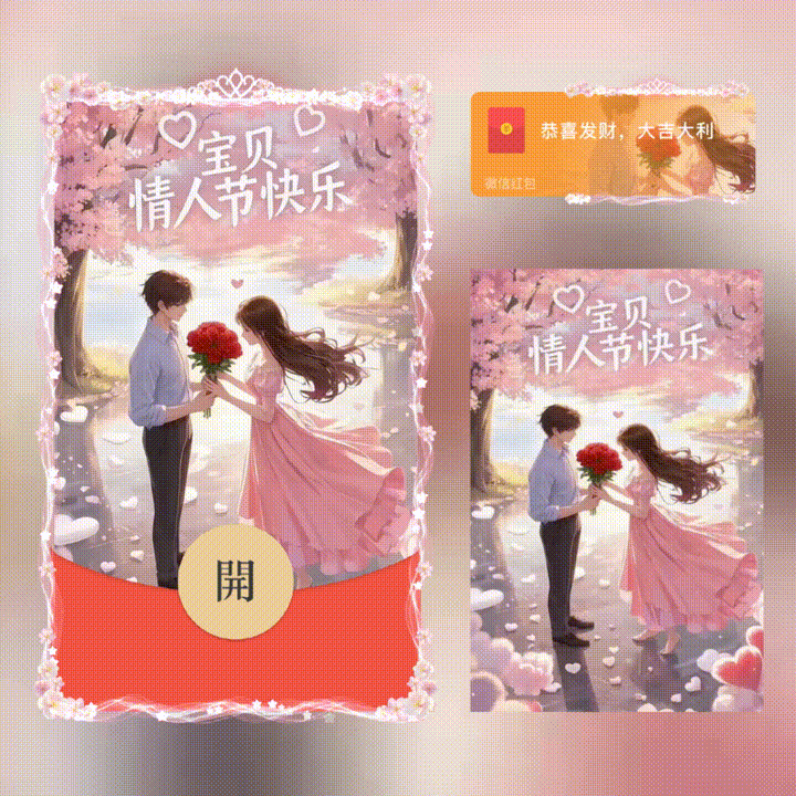 【红包封面】宝贝情人节快乐/新版动态/xn