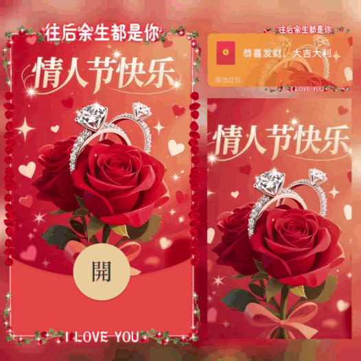 【红包封面】情人节快乐/往后余生都是你/我爱你/bao