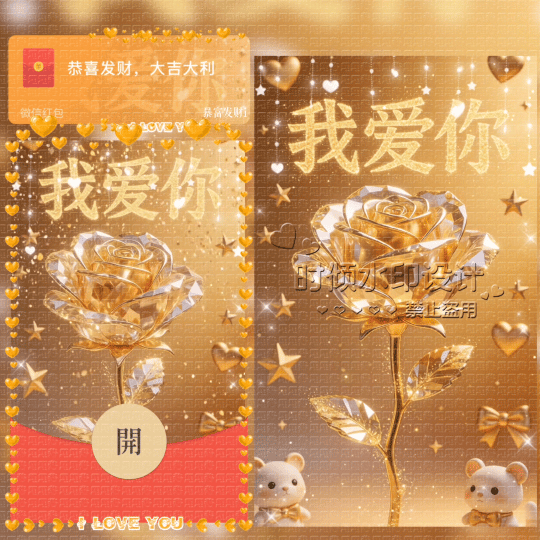 【红包封面】情人节/金玫瑰/我爱你/sq