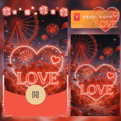 【红包封面】爱心玫瑰爱情烟花/往后余生皆是你/ln