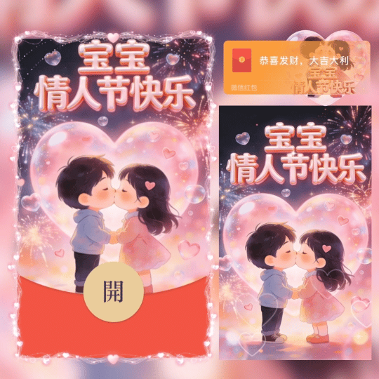 【红包封面】宝宝情人节快乐情侣1/nn