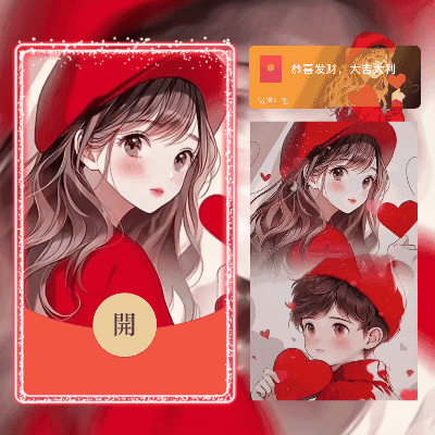 【红包封面】比心情侣女孩