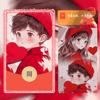 【红包封面】比心情侣男孩
