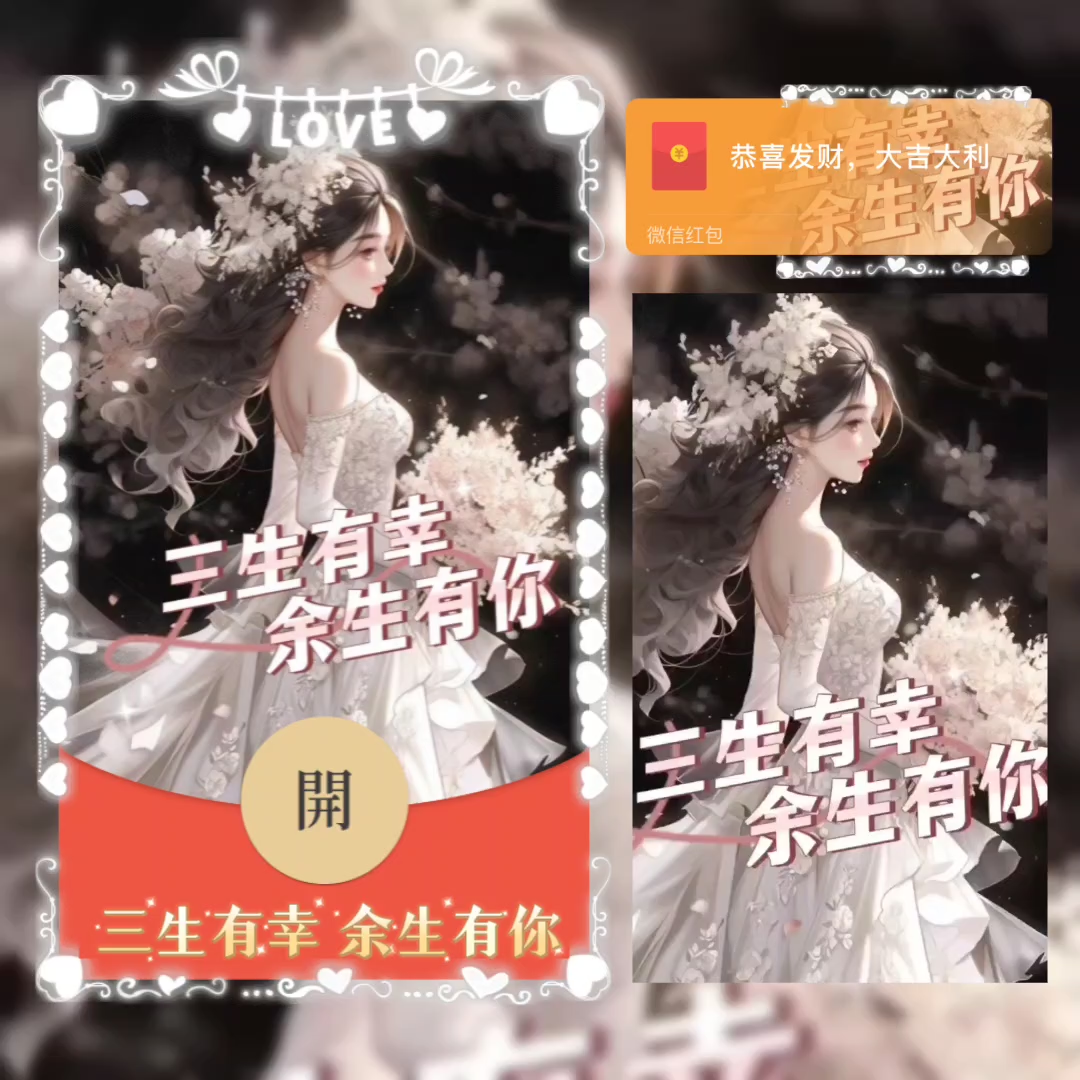 【红包封面】三生有幸 余生有你/la