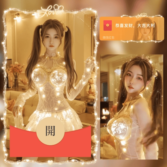 【红包封面】发光蕾丝美女/已授权/动态/LM