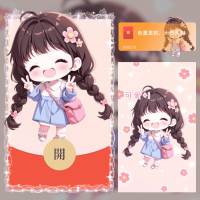 【红包封面】可爱女孩/la