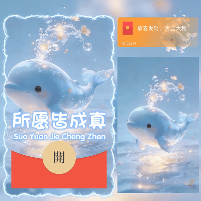 【红包封面】可爱小鲸鱼/所愿皆成真/ln