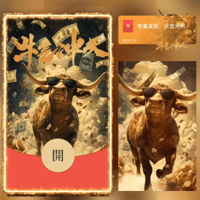 【红包封面】牛气冲天/暴涨暴富/long