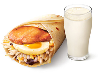 肯德基 | 大饼卷香烤鸡扒蛋+热豆浆