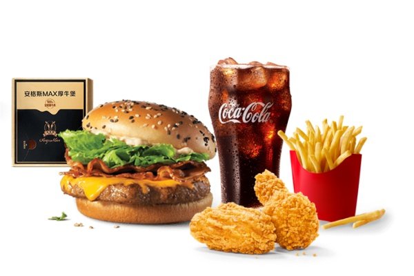 麦当劳 | 培根安格斯厚牛堡四件套(辣翅中薯版)