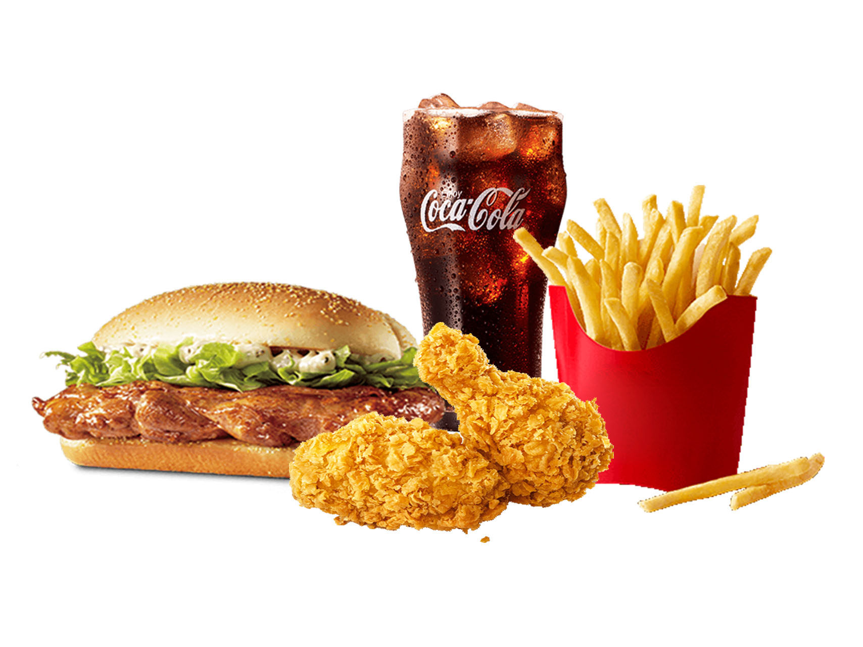 麦当劳 | 板烧鸡腿堡四件套(辣翅中薯版)